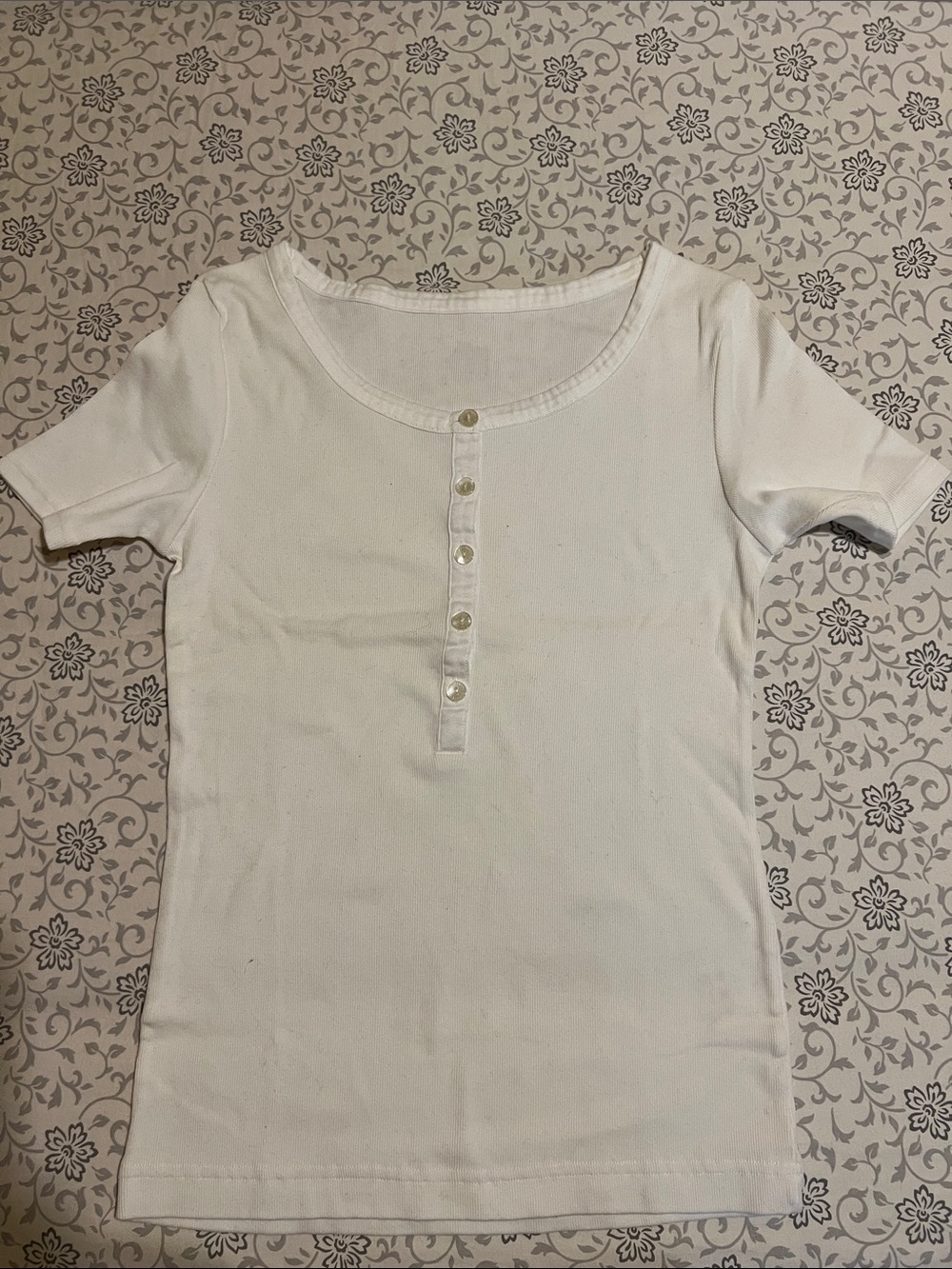 Classic White Short-Sleeve Henley Top